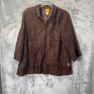 Brown Patterned Button-Up Shirt